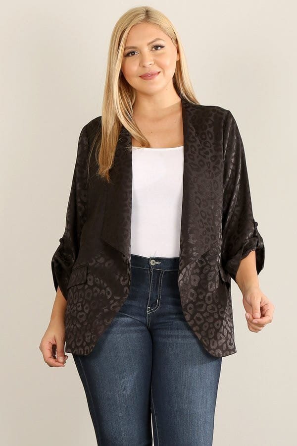 Blazer satinado plus size